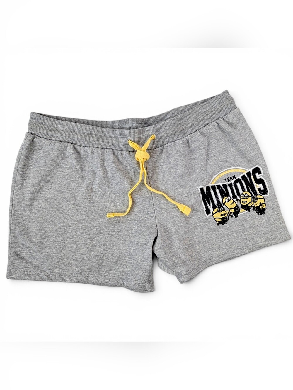 Team Minions Lounge Shorts Womens 2XL Gray Yellow Fleece Pajamas Despicable Me